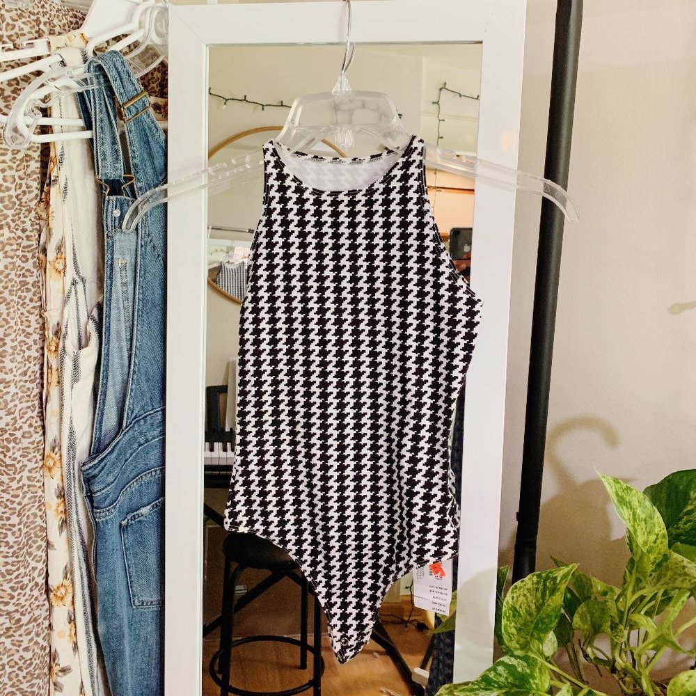 Unworn Houndstooth American Apparel Bodysuit